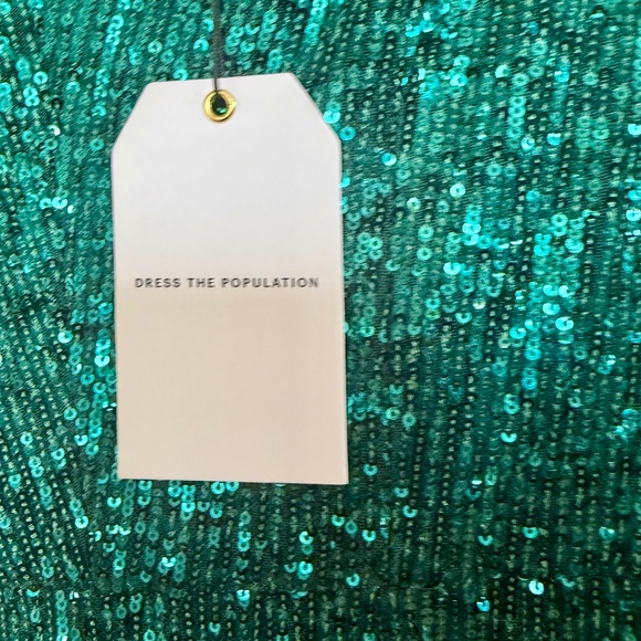 Dress The Population Emerald Green Sequence Jumpsuit Size Medium NWT - Picture 2 of 3
